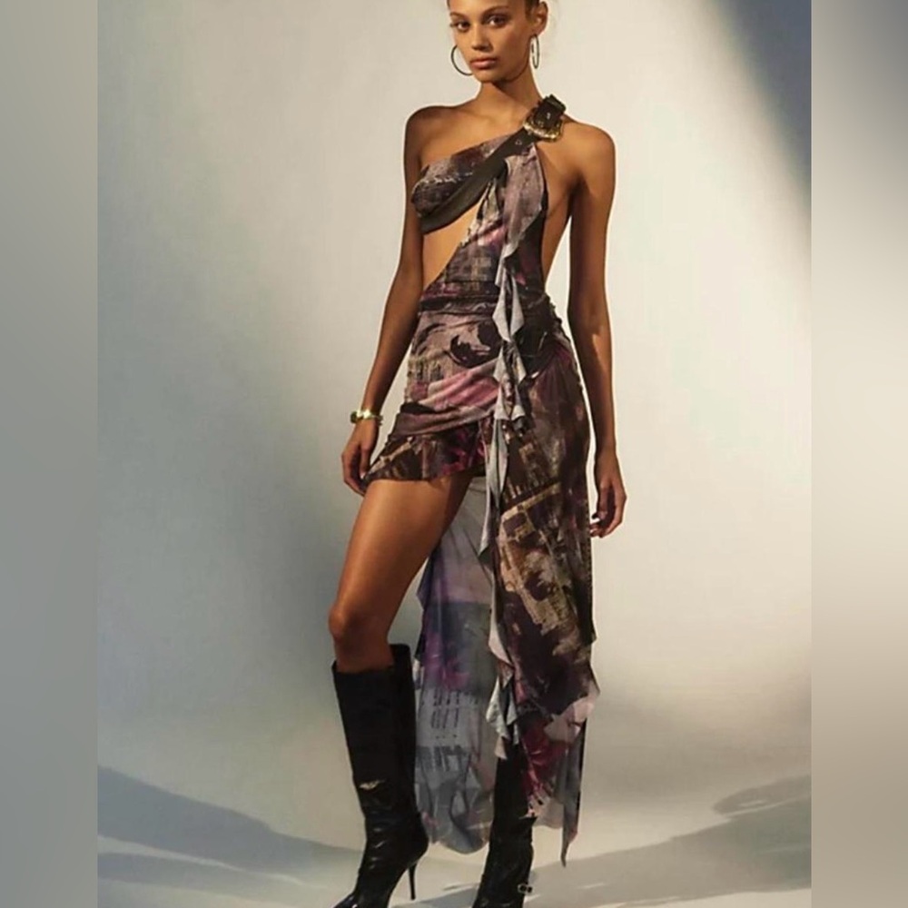 Jaded London Void Maxi Dress With Western Belt NWT